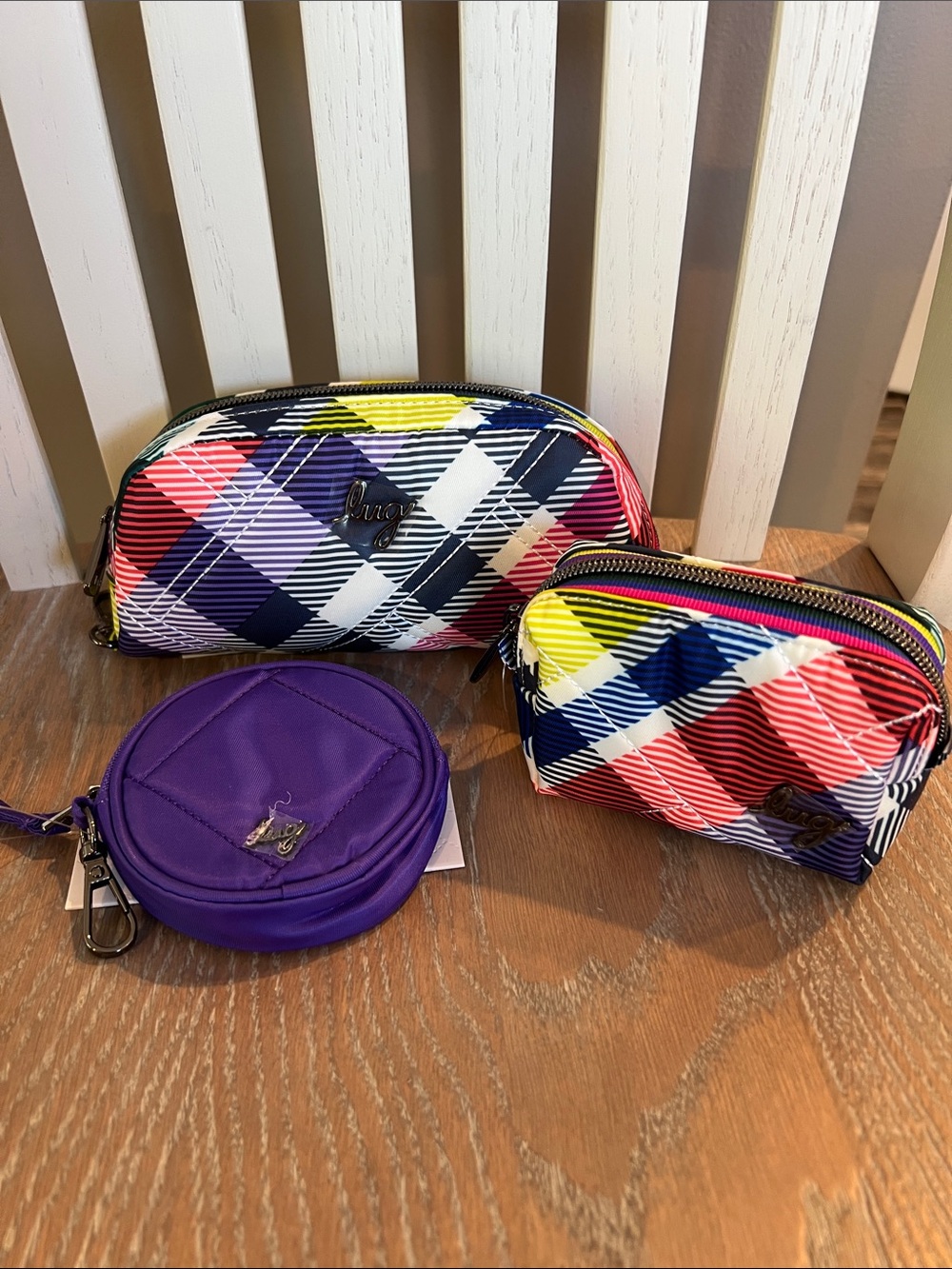 Lug 3 Piece Set Playful Plaid and Violet